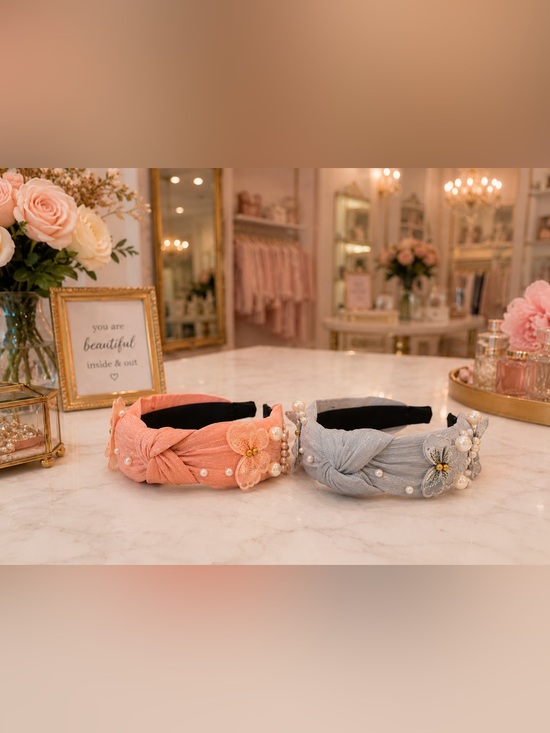 Accessories - Pearl & Butterfly Knotted Headband Set 
Pink & Blue Boutique NEW